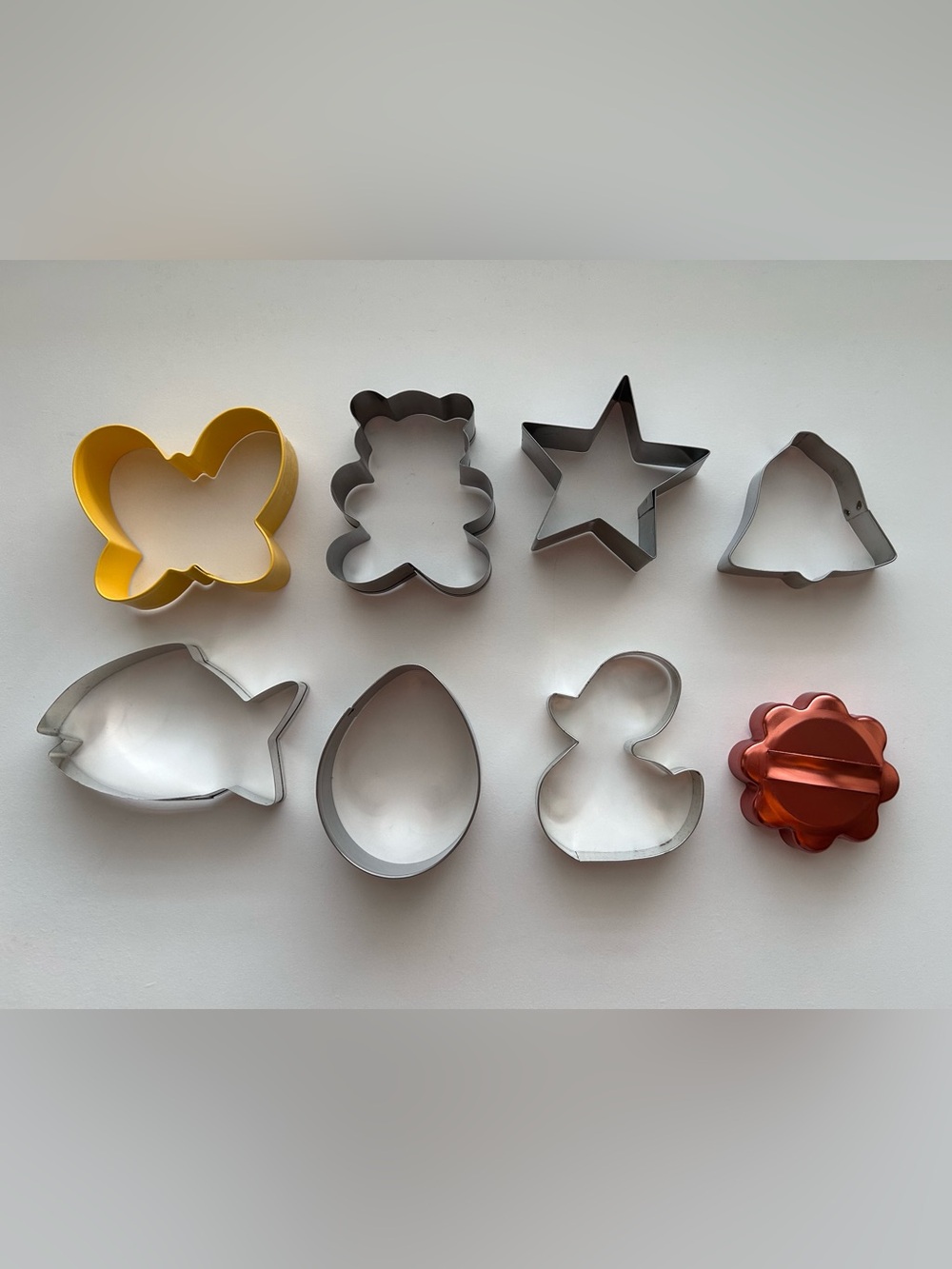 8 Assorted Cookie Cutter Set with Yellow Butterfly & Copper Round
